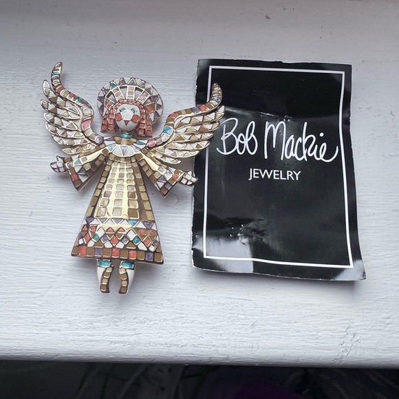 Bob Mackie Multicolor Mosaic Angel Brooch - Picture 1 of 4